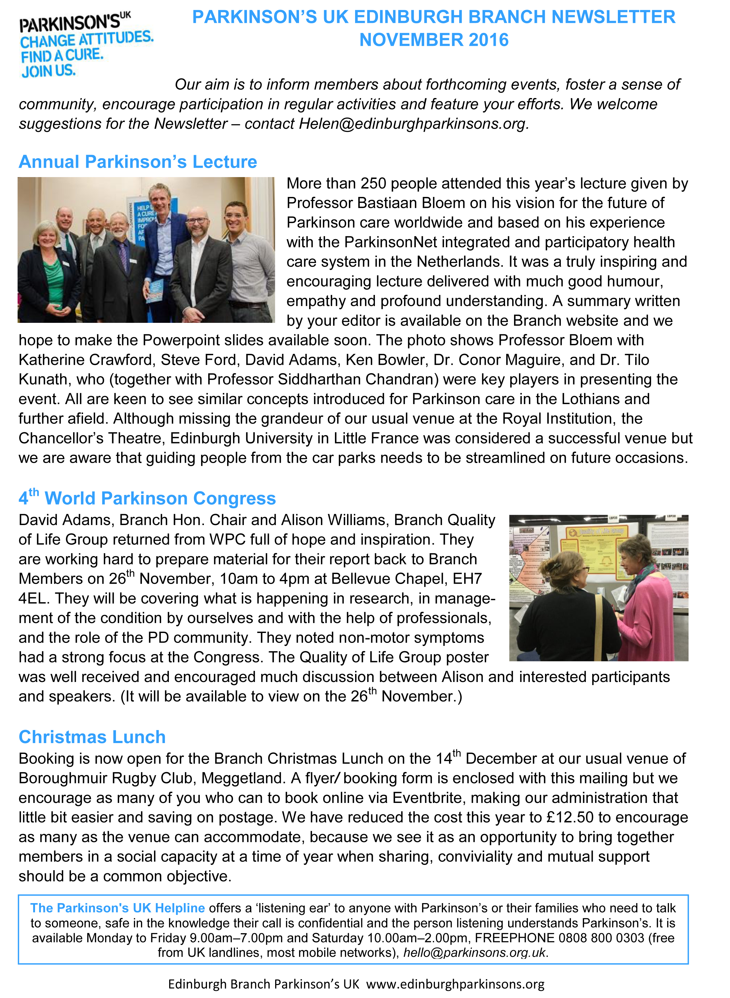 Branch Newsletter - Parkinson’s UK Edinburgh Branch